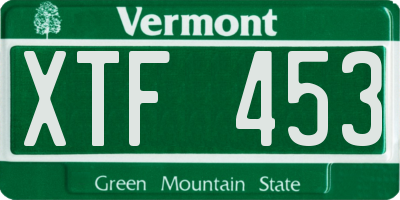 VT license plate XTF453