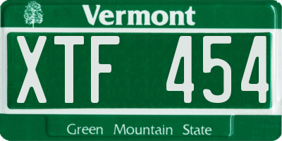 VT license plate XTF454