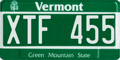 VT license plate XTF455