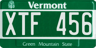 VT license plate XTF456