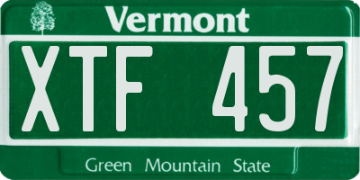 VT license plate XTF457