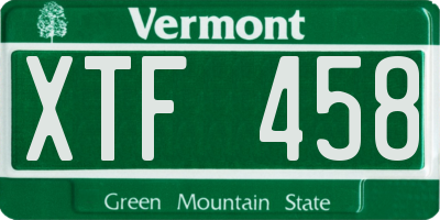 VT license plate XTF458