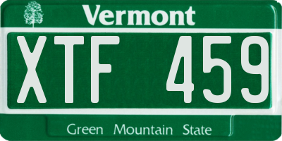 VT license plate XTF459