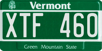 VT license plate XTF460