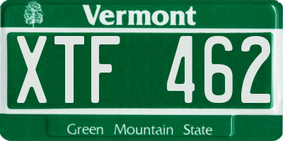 VT license plate XTF462