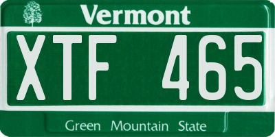 VT license plate XTF465