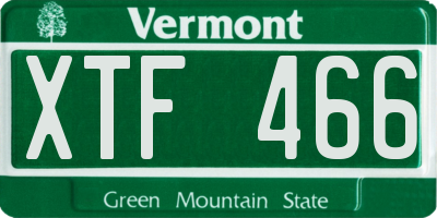VT license plate XTF466