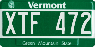 VT license plate XTF472