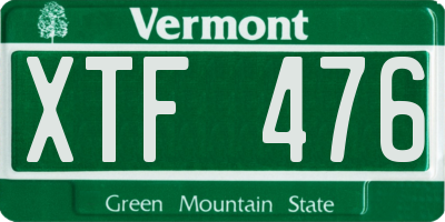 VT license plate XTF476