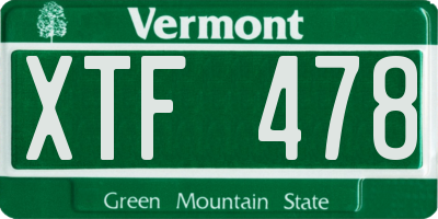 VT license plate XTF478