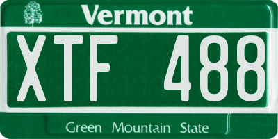 VT license plate XTF488