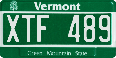 VT license plate XTF489