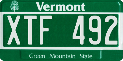 VT license plate XTF492