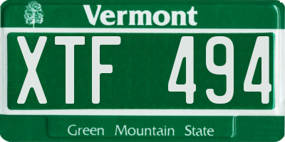 VT license plate XTF494