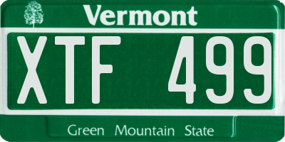VT license plate XTF499