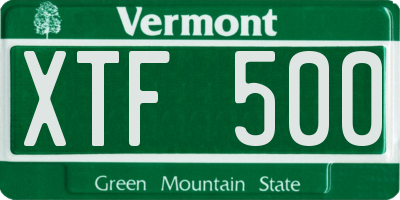 VT license plate XTF500