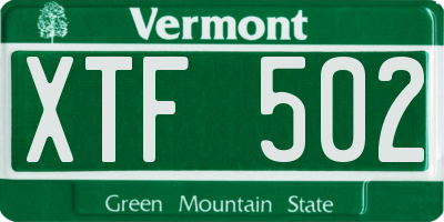 VT license plate XTF502