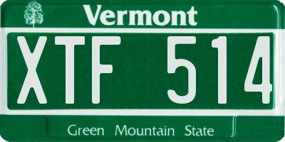 VT license plate XTF514