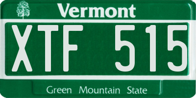 VT license plate XTF515