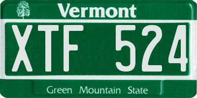 VT license plate XTF524