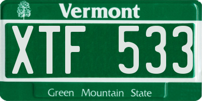 VT license plate XTF533