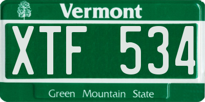 VT license plate XTF534