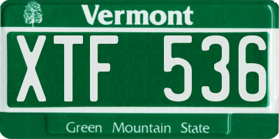 VT license plate XTF536