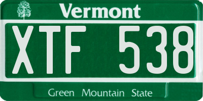 VT license plate XTF538