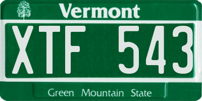 VT license plate XTF543