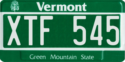 VT license plate XTF545