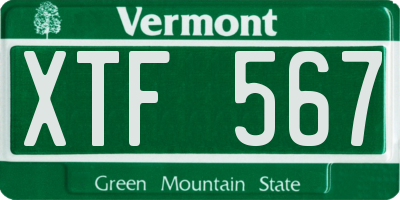 VT license plate XTF567
