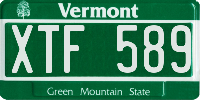 VT license plate XTF589
