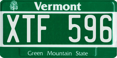 VT license plate XTF596
