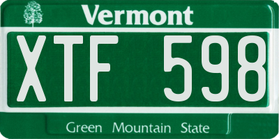 VT license plate XTF598