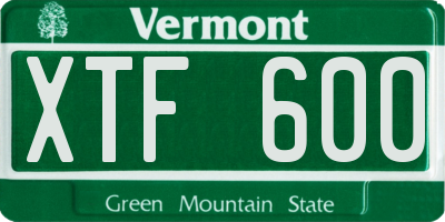 VT license plate XTF600