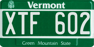 VT license plate XTF602