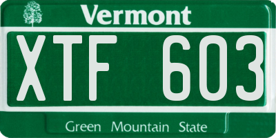VT license plate XTF603