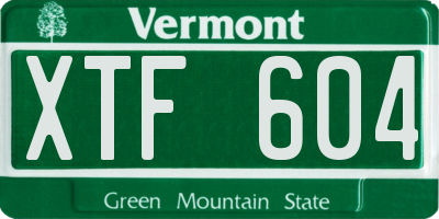 VT license plate XTF604