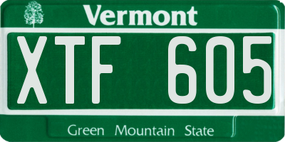 VT license plate XTF605