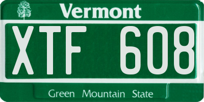 VT license plate XTF608