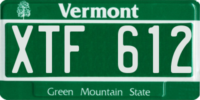 VT license plate XTF612