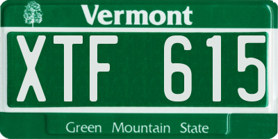 VT license plate XTF615