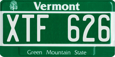 VT license plate XTF626