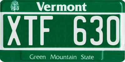 VT license plate XTF630