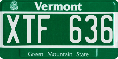 VT license plate XTF636