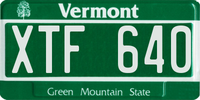 VT license plate XTF640