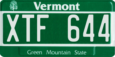 VT license plate XTF644