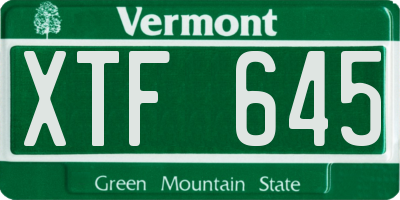 VT license plate XTF645