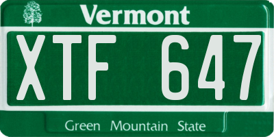 VT license plate XTF647