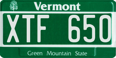 VT license plate XTF650